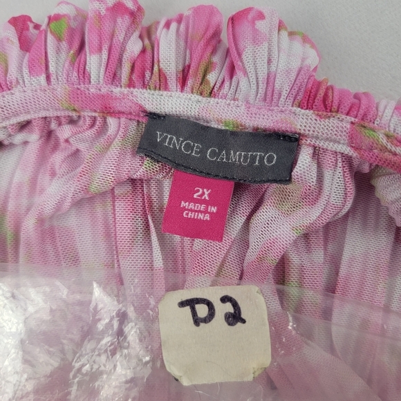 Vince Camuto sheer blousy loose fit floral vneck ruffle trim top Size 2XL - Picture 6 of 8